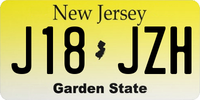 NJ license plate J18JZH
