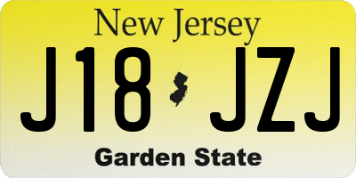 NJ license plate J18JZJ