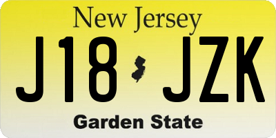 NJ license plate J18JZK