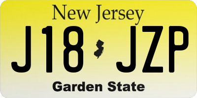 NJ license plate J18JZP