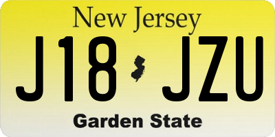 NJ license plate J18JZU