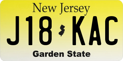 NJ license plate J18KAC