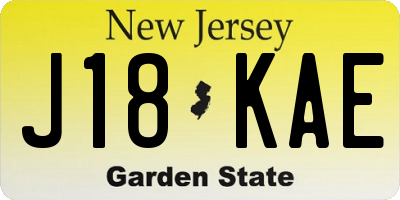 NJ license plate J18KAE