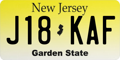 NJ license plate J18KAF