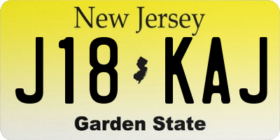 NJ license plate J18KAJ