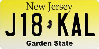 NJ license plate J18KAL