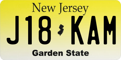 NJ license plate J18KAM