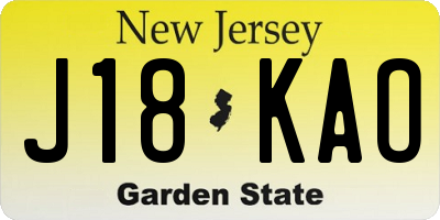 NJ license plate J18KAO