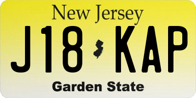 NJ license plate J18KAP
