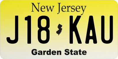 NJ license plate J18KAU
