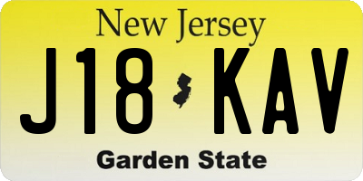 NJ license plate J18KAV