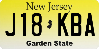 NJ license plate J18KBA