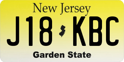 NJ license plate J18KBC