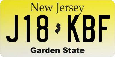 NJ license plate J18KBF