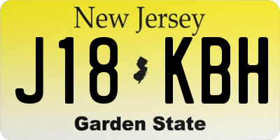 NJ license plate J18KBH