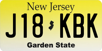 NJ license plate J18KBK