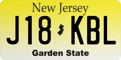 NJ license plate J18KBL