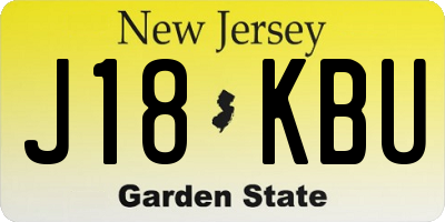 NJ license plate J18KBU