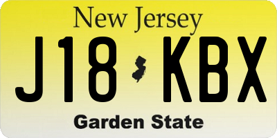 NJ license plate J18KBX