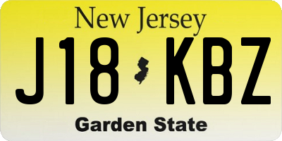 NJ license plate J18KBZ