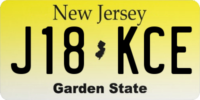 NJ license plate J18KCE