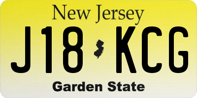 NJ license plate J18KCG
