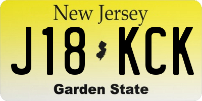 NJ license plate J18KCK