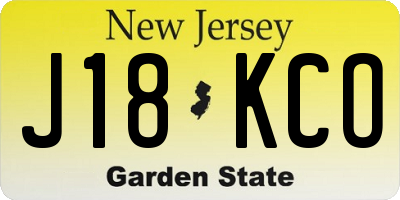 NJ license plate J18KCO