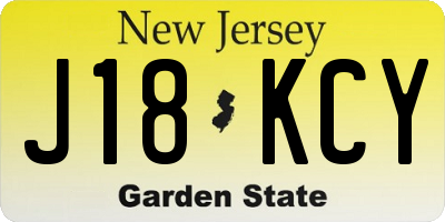 NJ license plate J18KCY
