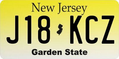 NJ license plate J18KCZ