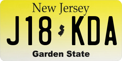 NJ license plate J18KDA