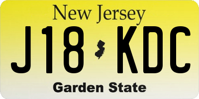NJ license plate J18KDC