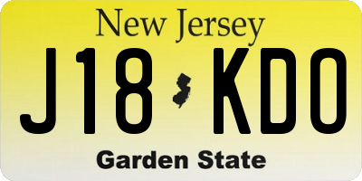 NJ license plate J18KDO