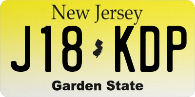 NJ license plate J18KDP