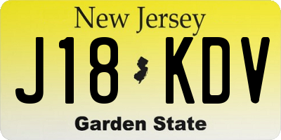 NJ license plate J18KDV