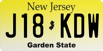 NJ license plate J18KDW