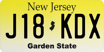 NJ license plate J18KDX