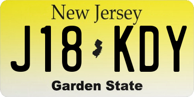 NJ license plate J18KDY