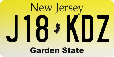 NJ license plate J18KDZ