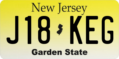 NJ license plate J18KEG