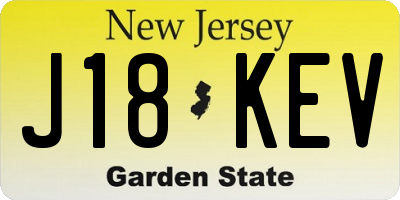 NJ license plate J18KEV