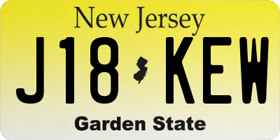 NJ license plate J18KEW