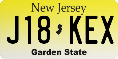 NJ license plate J18KEX