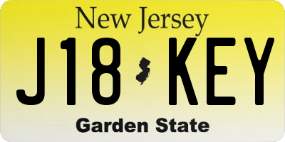 NJ license plate J18KEY