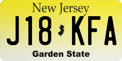 NJ license plate J18KFA