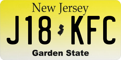 NJ license plate J18KFC