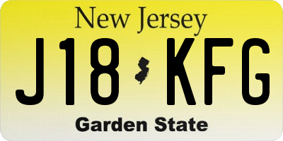 NJ license plate J18KFG