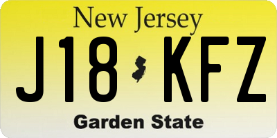 NJ license plate J18KFZ