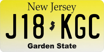 NJ license plate J18KGC