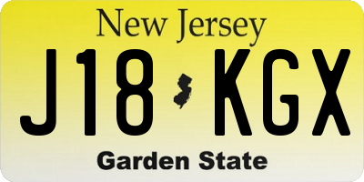 NJ license plate J18KGX